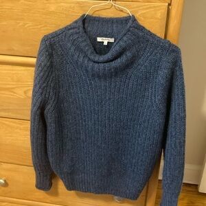 Madewell Blue Chunky Knit Turtleneck Sweater